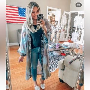 Amaryllis x Ashlee Nichols Leopard Tie Dye Kimono